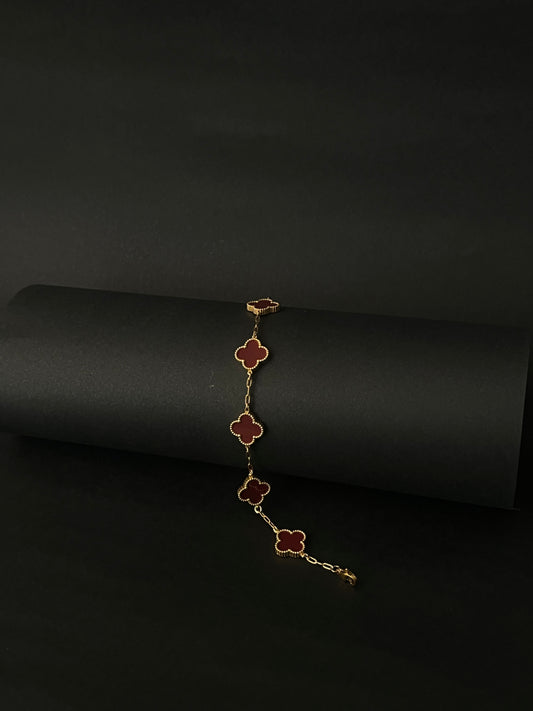 Pulso tipo Van Cleef Rojo Vino